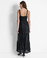 Dkny Women's Foil Plisse V-Neck Sleeveless Maxi Dress