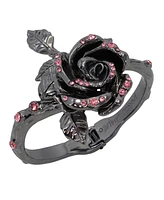 Betsey Johnson Faux Stone Rose Bangle Bracelet