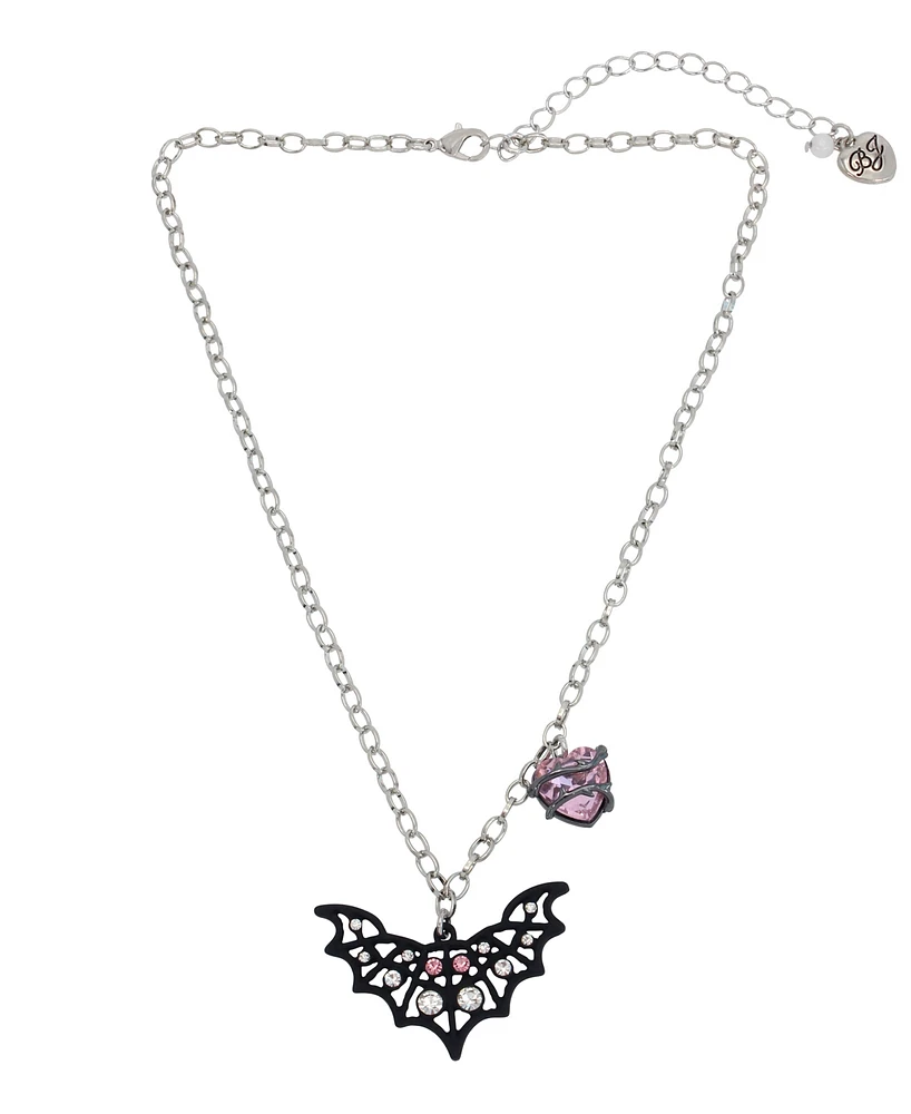 Betsey Johnson Faux Stone Bat Pendant Necklace