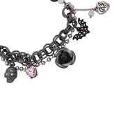 Betsey Johnson Faux Stone Skull Charm Stretch Bracelet