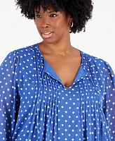 Tommy Hilfiger Plus Perfect Dot Pintucked Top