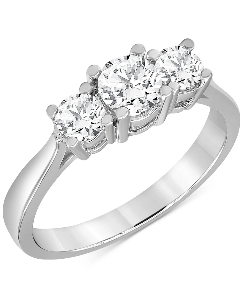 Diamond Three Stone Engagement Ring (1 ct. t.w.) in 14k White Gold