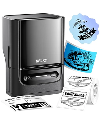 Nelko Label Maker Machine with Tape, PM220 Bluethooth Label Printer, 2 Inch Portable Thermal Printer for Small Business, Address, Logo, Clothing, Stic