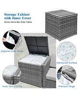 Costway 8 Pcs Wicker Sofa Rattan Furniture Set Patio Furniture w/ Storage Outdoor