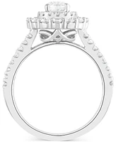 Diamond Double Halo Split Shank Engagement Ring (1-1/2 ct. t.w.) in 14k White Gold