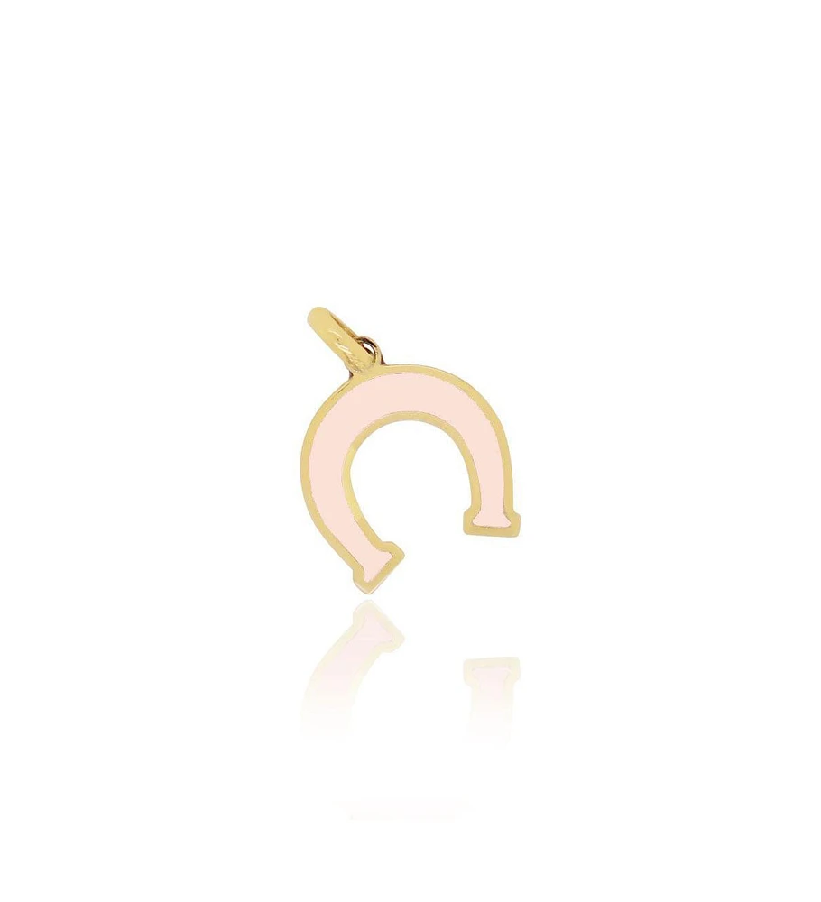 The Lovery Pink Pearl Horseshoe Charm 14K Gold