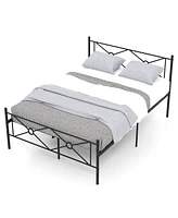 Gymax Queen Metal Platform Bed Frame w/ Headboard Mattress Foundation Black