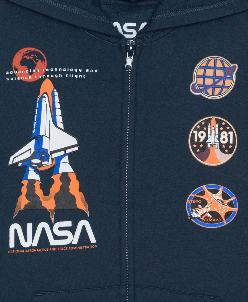 Nasa Big Boys Full Zip Graphic Hoodie