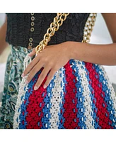 St. Tropez Colette Macrame Beach Bag In Red, White & Blue