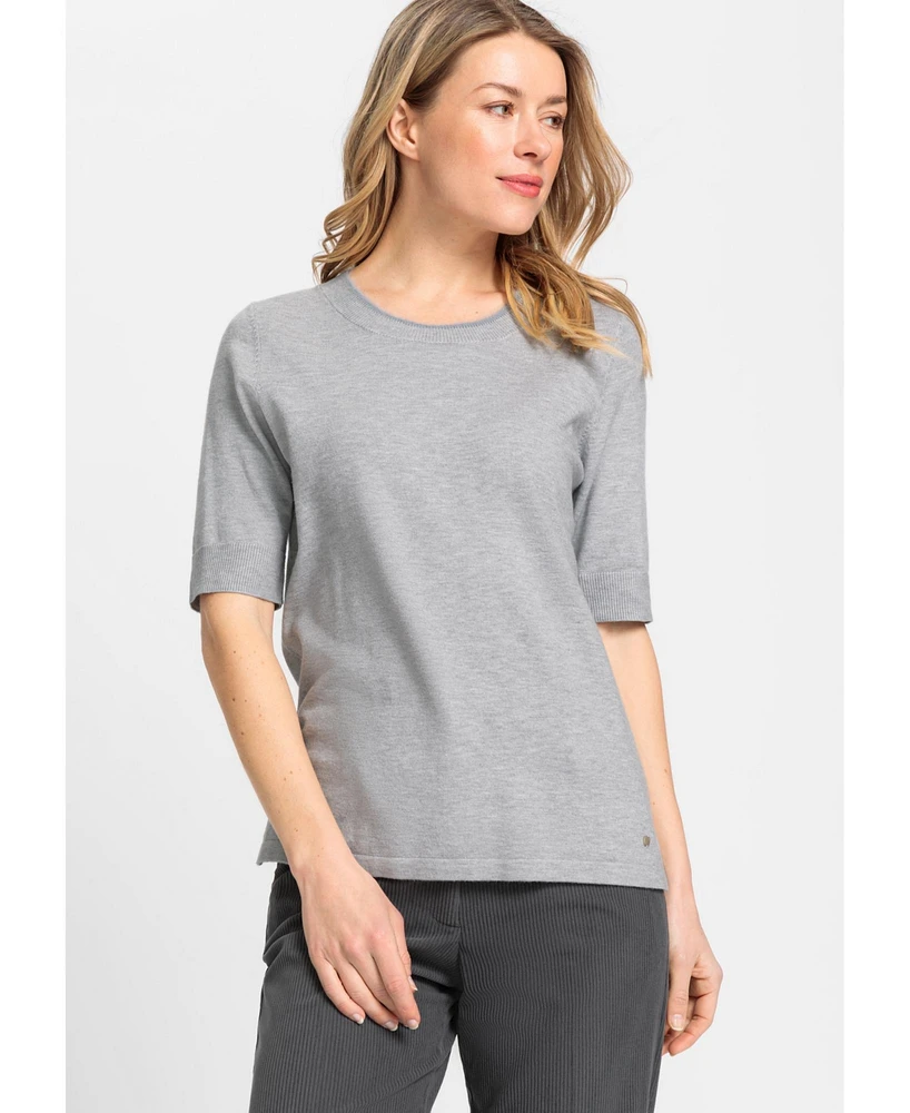 Olsen Women's Short Sleeve Fine Gauge Sweater