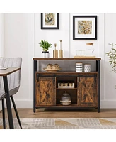 Slickblue Dining Storage Sideboard with Door, Rustic Brown