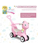 Gymax Baby Rocking Horse 4 in 1 Kids Ride On Toy Push Car w/ Music