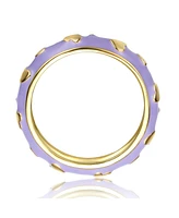 Rachel Glauber GigiGirl 14k Gold Plated Lavender Lilac Purple Enamel Heart Stacking Band