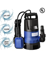 Yescom 3/4HP 2774GPH 550W Submersible Dirty Clean Water Pump Swimming Pool Pond Water Transfer