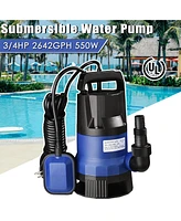Yescom 3/4HP 2774GPH 550W Submersible Dirty Clean Water Pump Swimming Pool Pond Water Transfer