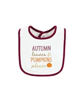 Hudson Baby Infant Girl Cotton Bibs, Pumpkin Spice Date, One Size