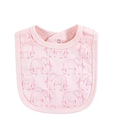 Touched by Nature Infant Girl Organic Cotton Bibs, Pink Peanut, One Size