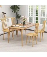 Sugift Windsor Dining Chairs Set of 2 with High Spindle Back and Natural Rubber Wood Legs