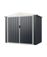 Sugift 7 x 4 Feet Metal Outdoor Storage Shed with Lockable Door