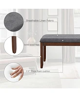 Sugift Upholstered Entryway Bench Footstool with Wood Legs