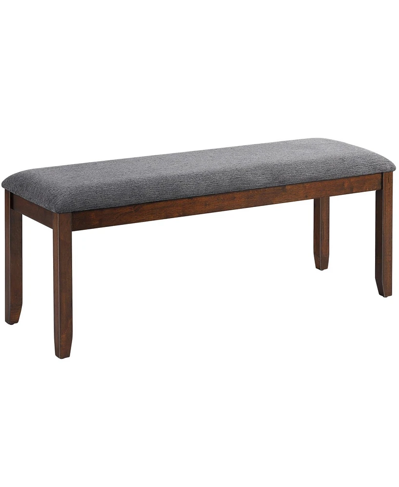 Sugift Upholstered Entryway Bench Footstool with Wood Legs