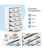 Sugift Tall Storage Dresser with 5 Pull-out Drawers for Bedroom Living Room-Gray