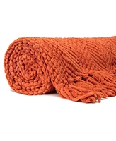 Chanasya Premium Textured Knit Throw Blanket with Tassels - Soft, Cozy for Couch, Bed