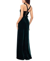 Blondie Nites Juniors' Long Velvet Pinch Gown