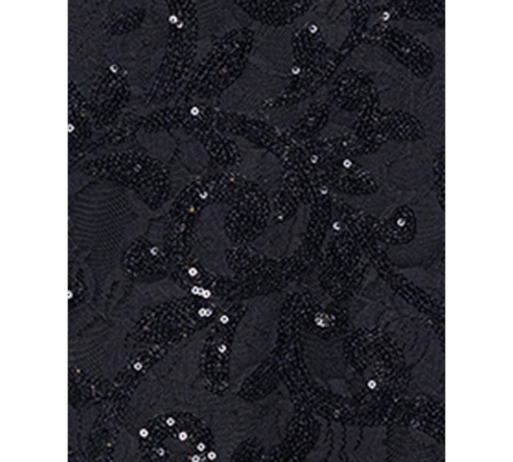 Blondie Nites Juniors' Sequin-Detailed Slit-Hem Gown