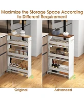 Sugift 4-Tier Rolling Storage Cart Slim Kitchen Cart on Wheels with Open Shelves and Handle
