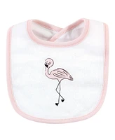 Hudson Baby Infant Girl Cotton Bib and Headband Set 5pk, Painted Flamingo, One Size