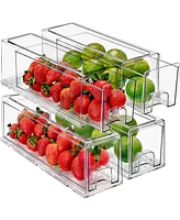 Sorbus 4 Pack Small Clear Stackable Pull-Out Drawers - Organization and Storage Containers for Kitchen, Pantry, Bathroom and More