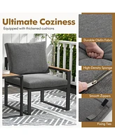 Sugift 5 Pieces Aluminum Frame Weatherproof Outdoor Conversation Set with Soft Cushions