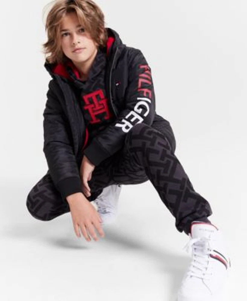 Tommy Hilfiger Big Boys Hilfiger Logo Bomber Jacket Printed Hoodie Printed Joggers