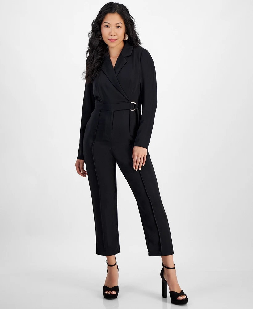 I.n.c. International Concepts Petite Long-Sleeve Collared Jumpsuit, Created for Macy's