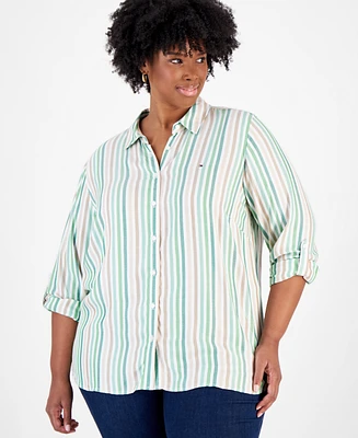 Tommy Hilfiger Plus Striped Roll-Tab Shirt