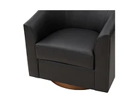 Hulala Home Haley 30.5" Wide Modern Swivel Barrel Chair with Solid Wood Base