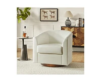 Hulala Home Haley 30.5" Wide Modern Swivel Barrel Chair with Solid Wood Base
