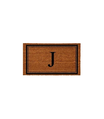 Evergreen Monogram Indoor Outdoor 100% Natural Coir Doormat 28" x 16" | Letter "J"