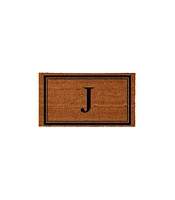 Evergreen Monogram Indoor Outdoor 100% Natural Coir Doormat 28" x 16" | Letter "J"