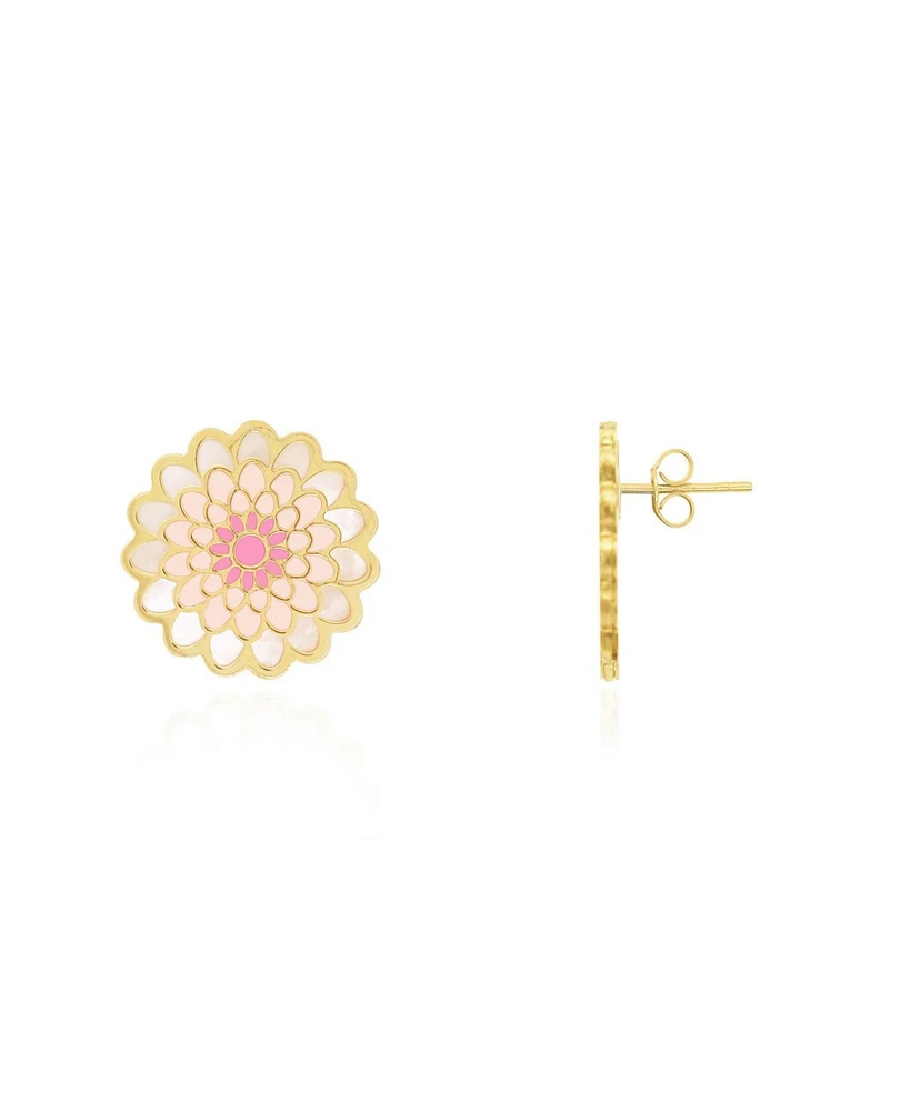 The Lovery Pink Dahlia Flower Stud Earrings