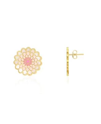 The Lovery Pink Dahlia Flower Stud Earrings