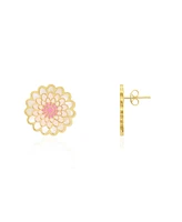 The Lovery Pink Dahlia Flower Stud Earrings