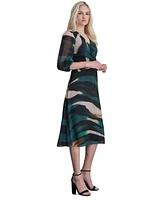 Dkny Women's Printed Balloon-Sleeve Side-Twist Dress