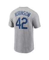 Nike Men's Jackie Robinson Heather Gray Brooklyn Dodgers Cooperstown Collection Fuse Name Number T-Shirt