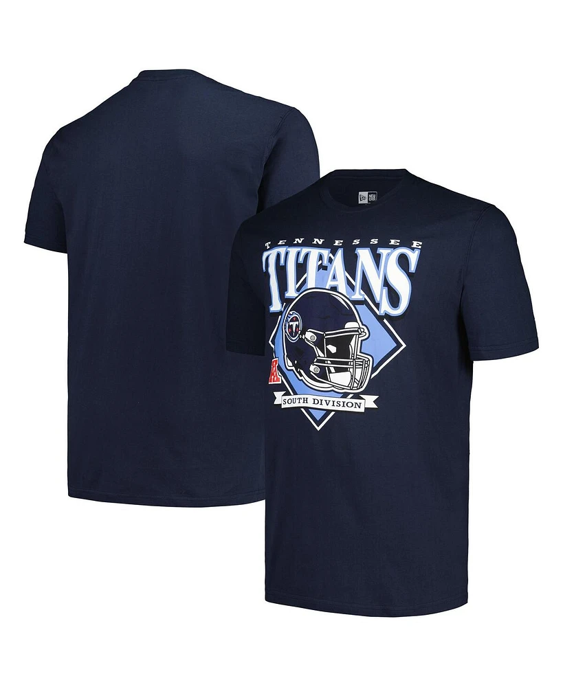 New Era Men's Navy Tennessee Titans Big Tall Helmet T-Shirt