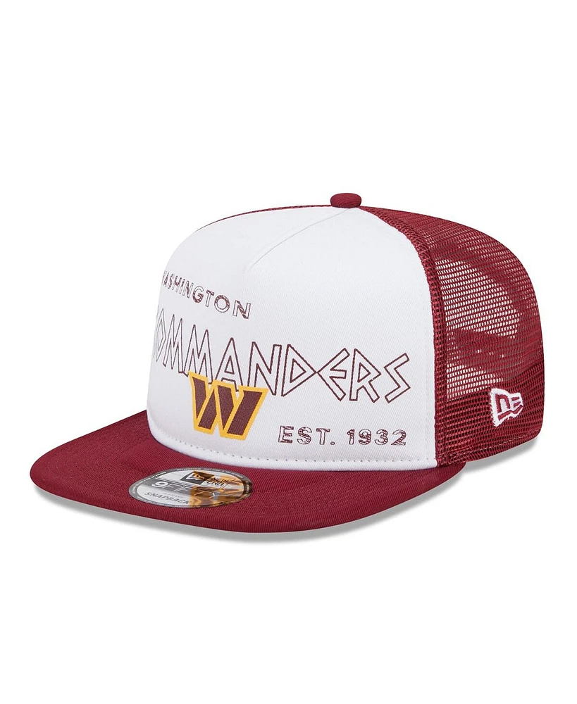 New Era Men's White/Burgundy Washington Commanders Banger 9FIFTY Trucker Snapback Hat