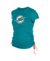 New Era Women's Aqua Miami Dolphins Ruched Side T-Shirt