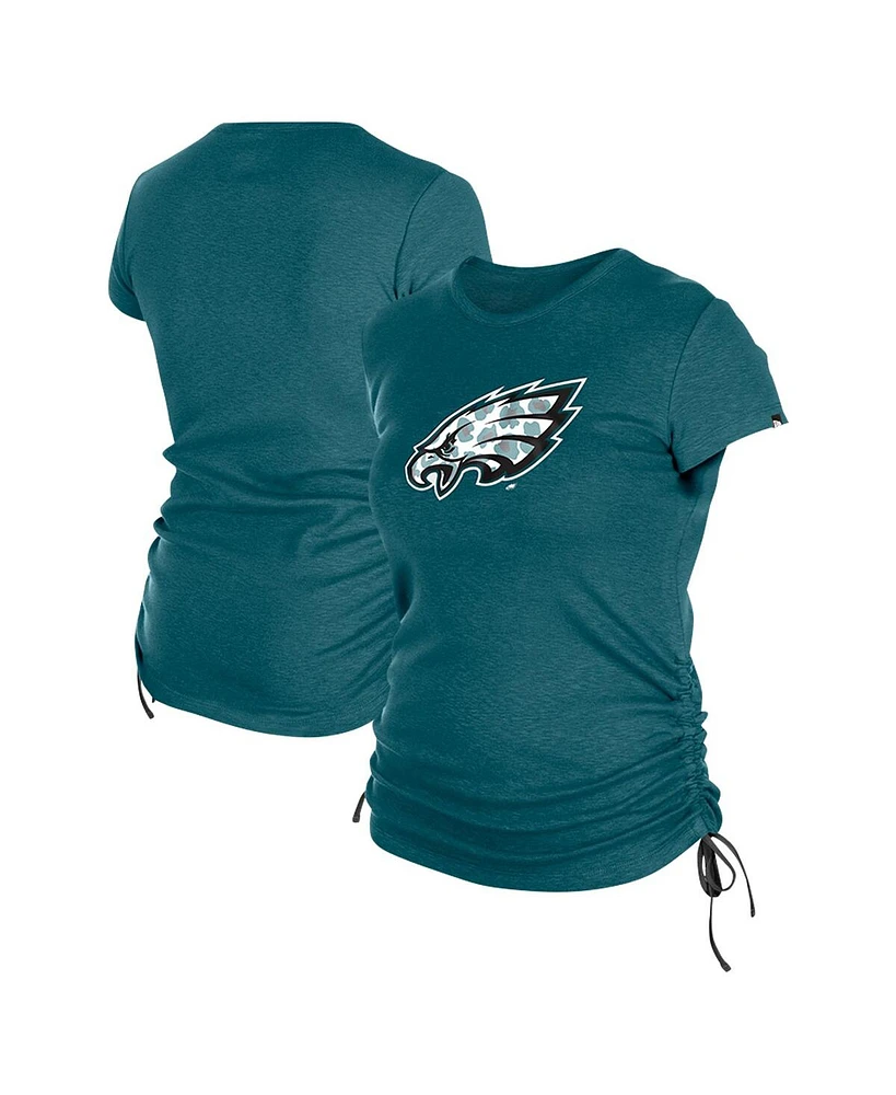 New Era Women's Midnight Green Philadelphia Eagles Ruched Side T-Shirt