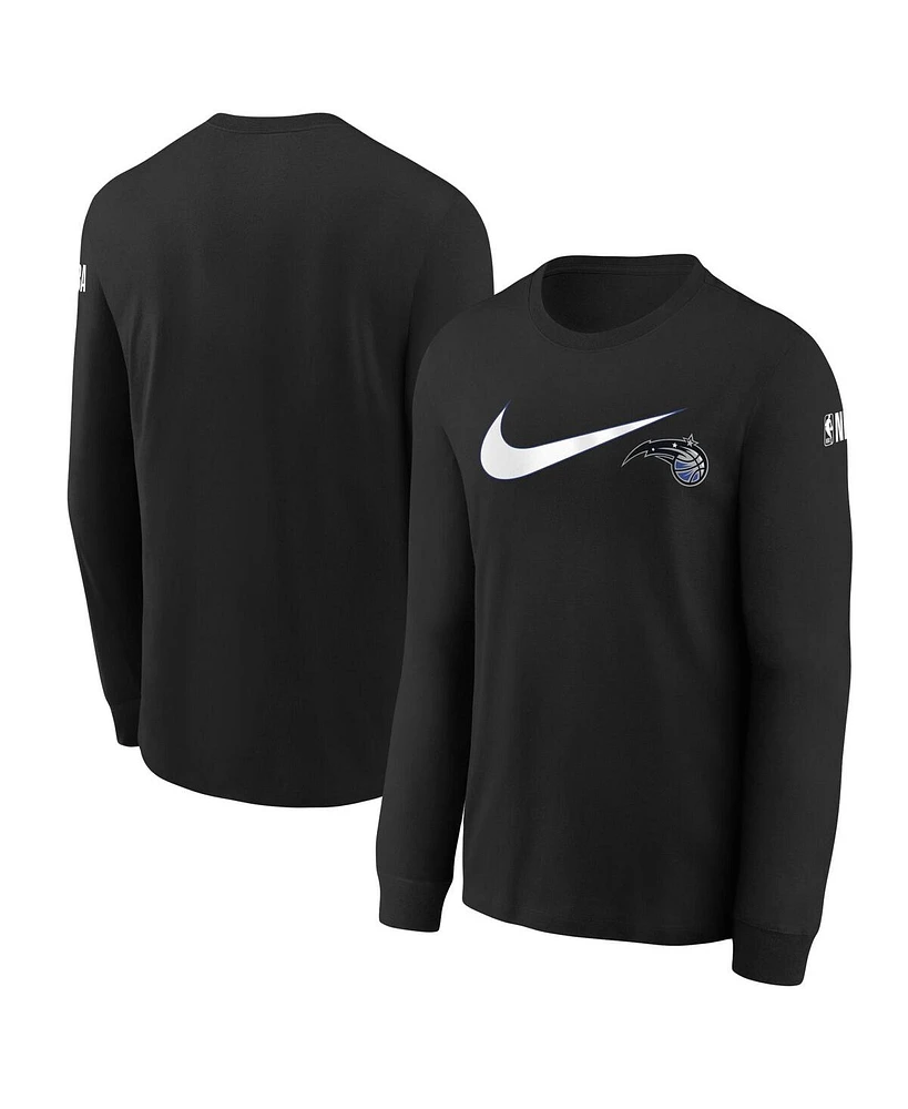 Nike Big Boys and Girls Black Orlando Magic Swoosh Long Sleeve T-Shirt